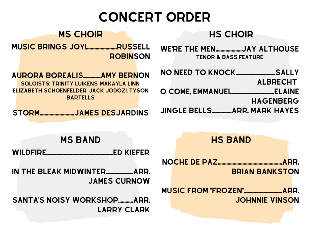Concert Order & Song Selections